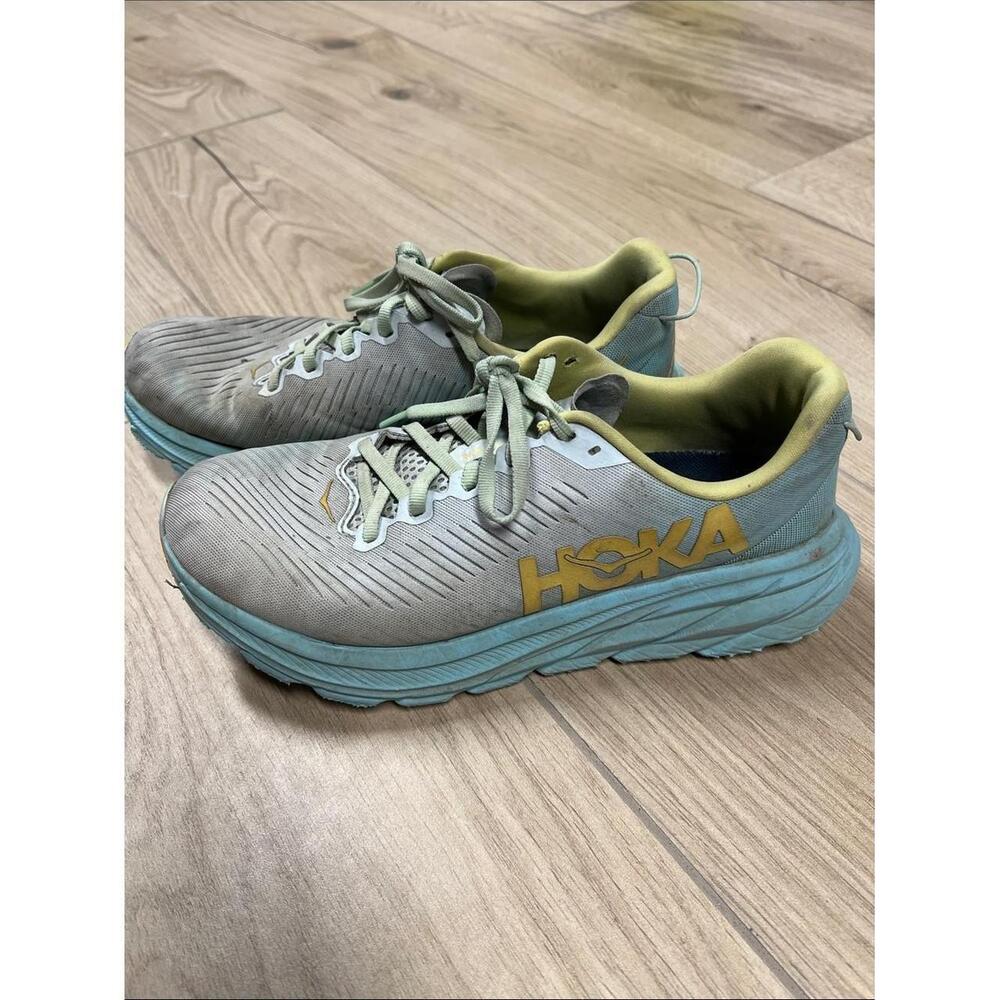 Hoka Rincon 3 Light Blue and Yellow Athletic Running Shoes